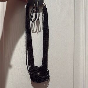 Elegant Black Beaded Necklace and Earring Set